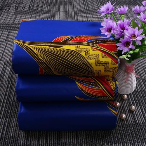 Lychee Life 1Yard Real Wax Print Fabric Ankara African Dess Sewing Fabric For Women Clothes Diy Making Materials