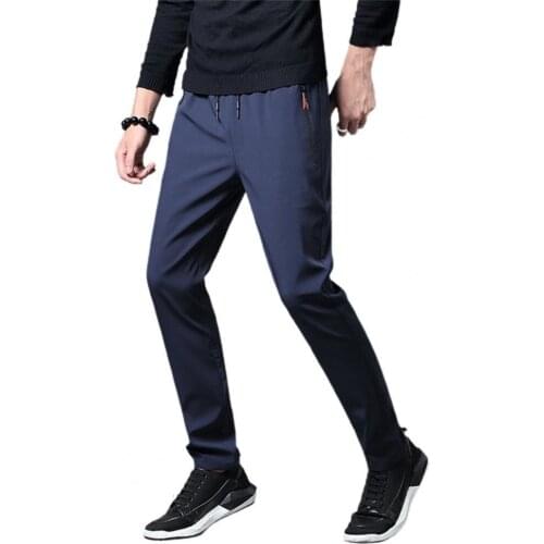 Oversized Men Casual Pants Elastic Quick Dry Sweat-absorbing Male Men Solid Color Thin Pants pantalones hombre штаны мужские