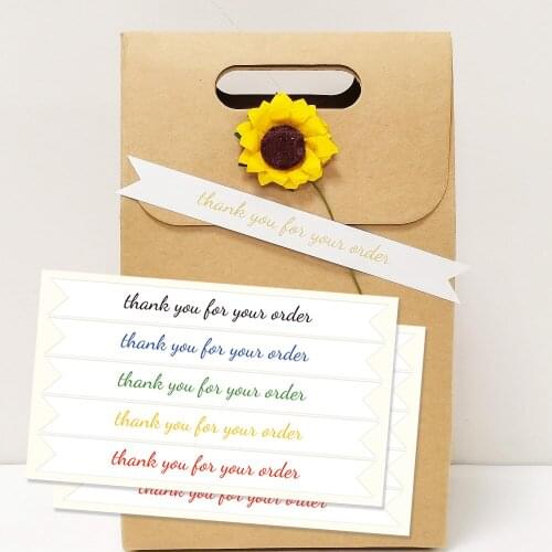 100 Pcs Thank You For Your Order Stickers 13*1.5cm Seal Labels For Cake Baking Decoration Stickers Small Business Gift Stickers