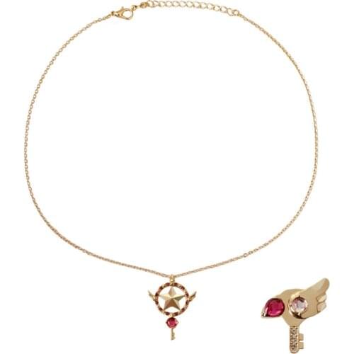 Short Link Chain Card Captor Cardcaptor Sakura Choker Necklace Clear Cards Sakura Kinomoto Pendant Necklace For Women Girls