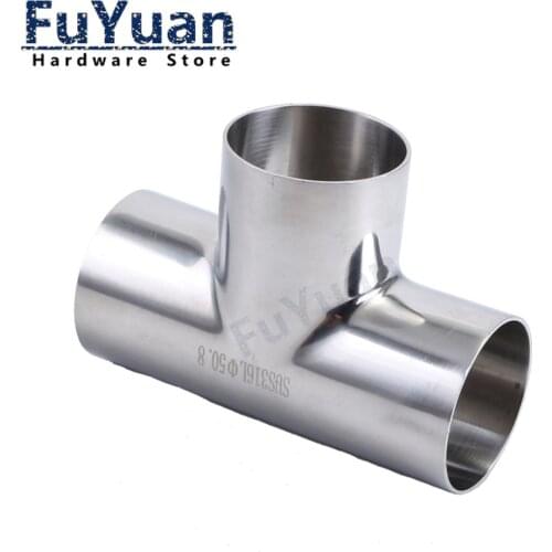 1pcs Connector Adapter TYPE T Joint Sanitary Welding Pipe Connection Fittings polishing 304 Stainless Steel Food grade