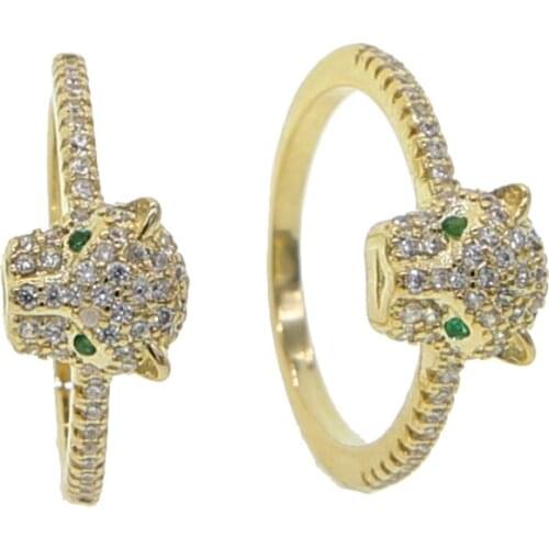 Gold filled US size 6 7 8 Minimal tiny cute animal leopard engagement band cz ring 2019 hot fashion classic leopard ring jewelry