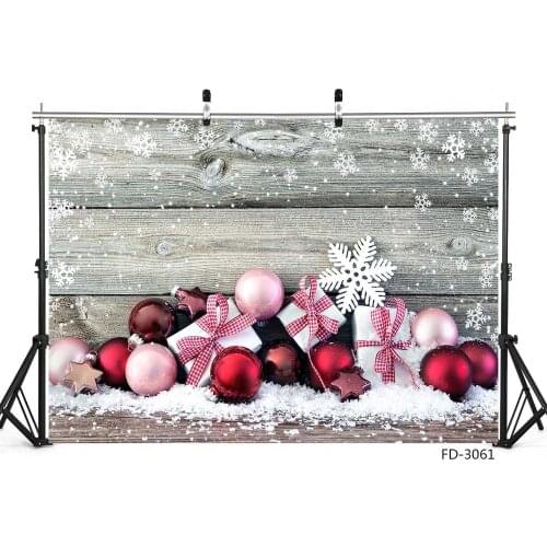 Christmas Balls Wooden Board Snow Vinyl Photography Background Decor Children Newborn Baby Party Backdrop For Photo Studio Props