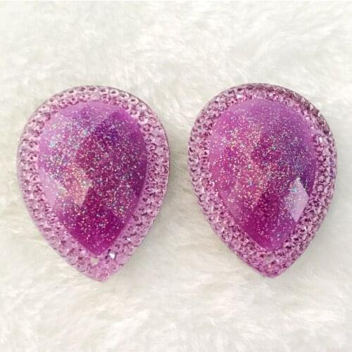 30*40mm Glitter Crystal Drop Strass Rhinestone For jewelry Accessories 2 holes buttons 20pcs/lot -E781