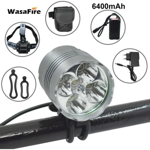 XM-L 5x T6 Bicycle Lights Headlight 7000 Lumen LED Bike Light Lamp Lantern Headlamp + 8.4V Charger + 9600mAh Battery Pack