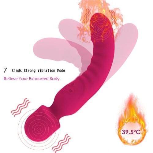 Double Headed Vibrator Clitoris Stimulation Vibration Intelligent Heating AV Wand body Massager Masturbation Sex Toys for Women