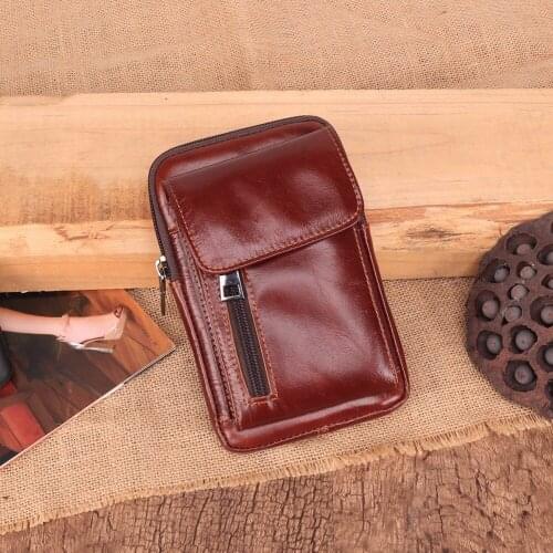 Mens Genuine Leather Waist Bags Vintage Hip Bag Fanny Pack Pouch Phone Belt Bag Coin Purse Pocket Belt Bum Pouch