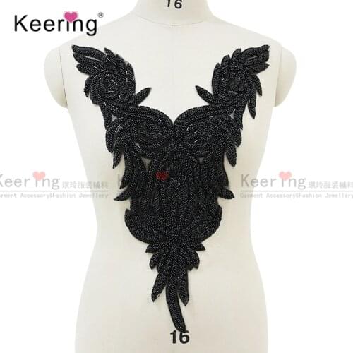 Handmade pearl large applique for wedding dress.WDP-072