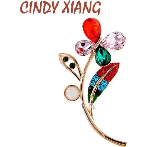 CINDY XIANG Colorful Butterfly Flower Brooches For Women Winter Fashion Crystal Pin Brooch Wedding Accessories