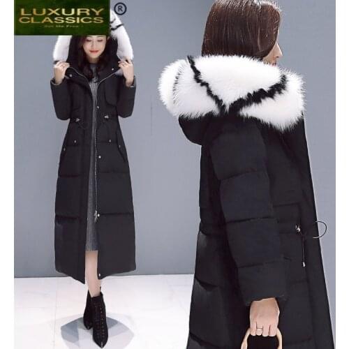 Women Winter Large Jacket Fox Fur Hooded Clothes 2021 Thick Warm Long 90% Duck Down Coat Womens Down Jacket Hiver LW1554