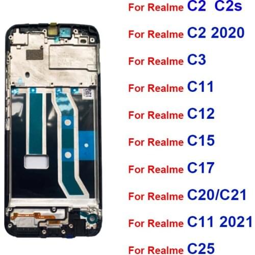 LCD Front Frame Housing Bezel Cover Case For OPPO Realme C2 C3 C11 2021 Q Q2 V15 Pro Middle Frame Replacement Parts