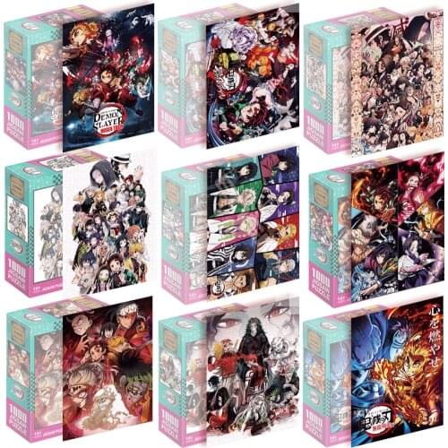1000 PCS Cartoon Anime Series Jigsaw Puzzle Demon Slayer Kimetsu No Yaiba Paper Kamado Tanjirou Children Educational Toys Gifts