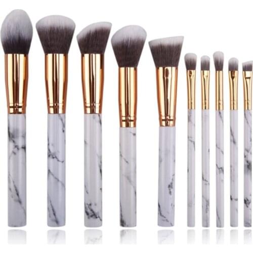 200sets/lot 10 pieces Kit marble style makeup brushes eyebrows eye shadow brush Nose powder face brush Beauty tools