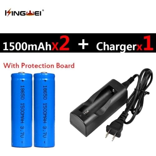 2018 Protected 2Pcs 18650 Batteries 3.7v 1500mah Rechargeable Lithium Li-ion Battery + 1pc NK-803C 18650 Charger US/EU Plug
