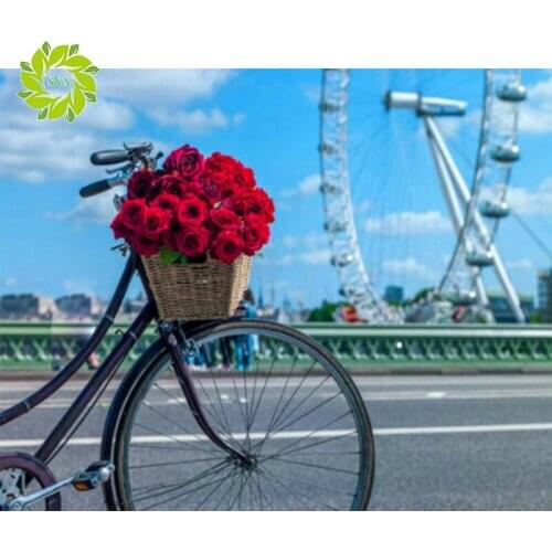 SNA 5D Diy Diamond Painting bike scenery Cross Stitch Full Square Round Drill Wall Arts & Crafts