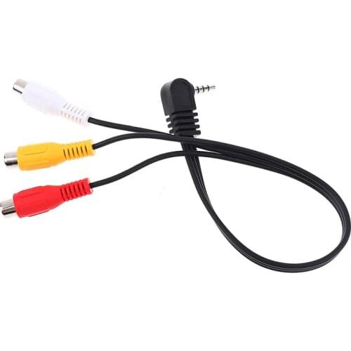 Audio Converter Video AV Cable Wire Cord High Speed 90degree 3.5 mm Male Jack To 3 RCA Female Plug Adapter