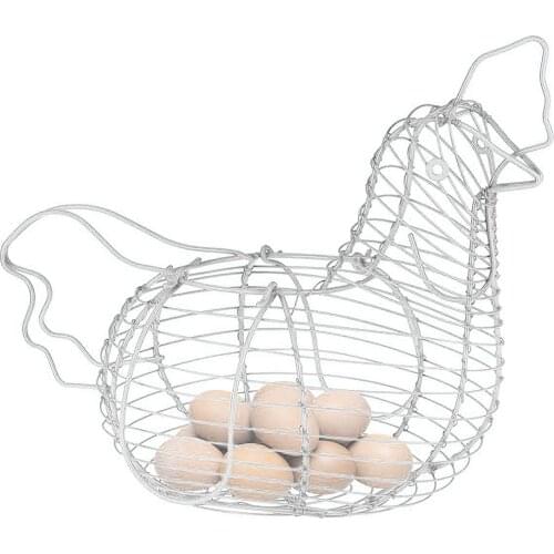 White Egg Basket Multifunctional Metal Egg Holder Distribution Basket Storage
