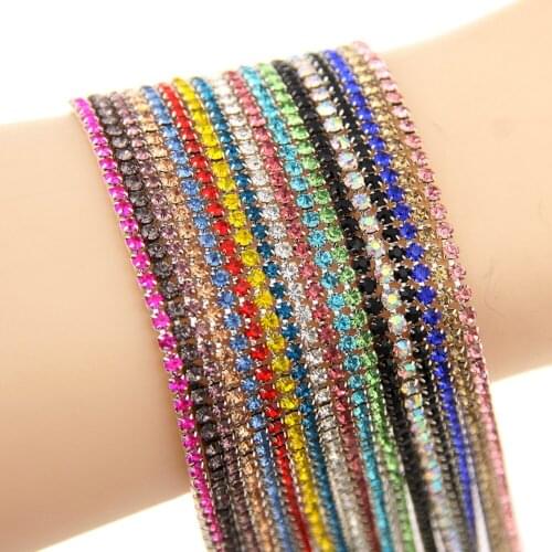 Glitter Non Hotfix Crystal Rhinestones Copper Cup Claw Chains Mixed 18 Colors Each 0.9M Strass Diamonds DIY Phone Case Clothing