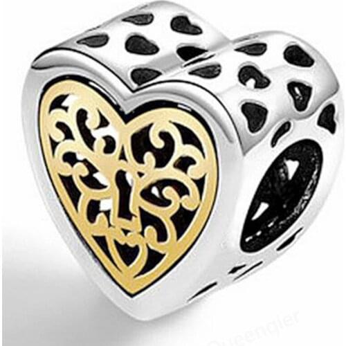 925 Sterling Silver Heart European Charms Bead Fit Original Bracelets Chain DIY Pendant Charm Beads Girl Women Jewelry Making
