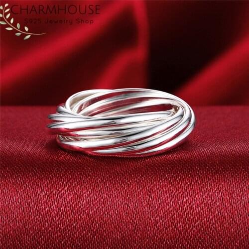 Pure 925 Silver Rings For Women Multi Circles Finger Ring Size 8# Wedding Band Engagement Jewelry Wholesale Bague Anillo Gifts