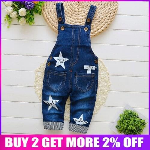 BibiCola 2018 baby boys pants denim overalls for girls spring autumn jeans infant toddler new bib boys casual jumpsuit pants