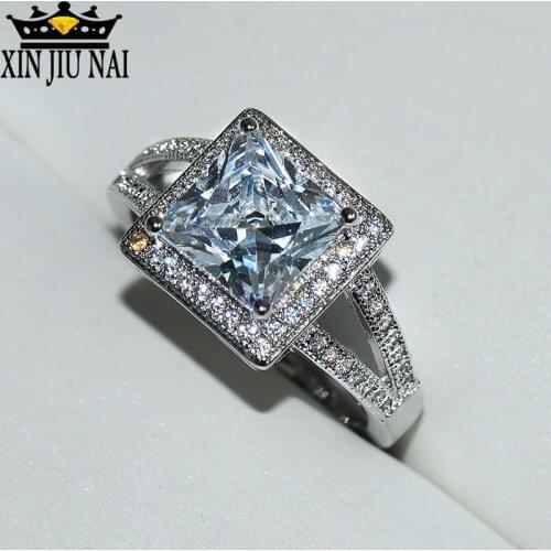 Europe and the United States wish hot ring female models square zircon ring diamond rings for women silver 925 jewelry