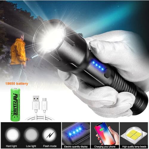 Super Bright 20W 4 Cores P70 Flashlight IPX4 Waterproof Camping Lanterna Torch Powered By 18650/26650 Battery As Power Bank