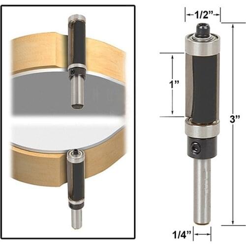 Flush Trim Router Bit Top & Bottom Bearing 1" H X 1/4'' Shank Woodworking Tool