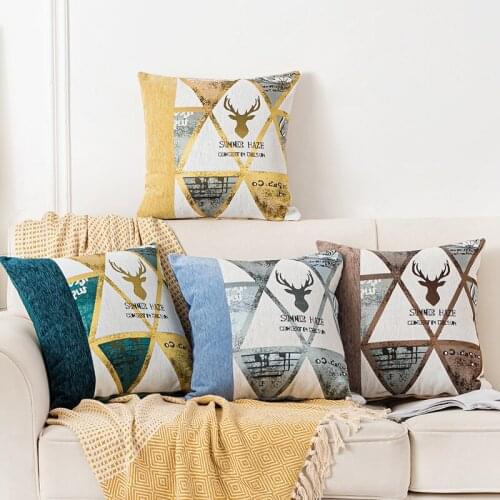 GY0092-2 Antlers Printed Cotton Cushion Case (No Filling) 1PC Polyester Home Decor Bedroom Decorative Sofa Car Throw Pillows