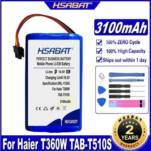 HSABAT T360W 3100mAh Battery for Haier T360W TAB-T510S HB-X300Gplus Accessory Spare Parts Robotic Vacuum cleaner Batteries