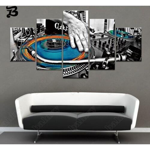 Canvas Painting 5 Pieces Djing Music Equipment Canvas Posters and Prints Wall Art Pictures for Bar Pub Club Vintage Home Decor
