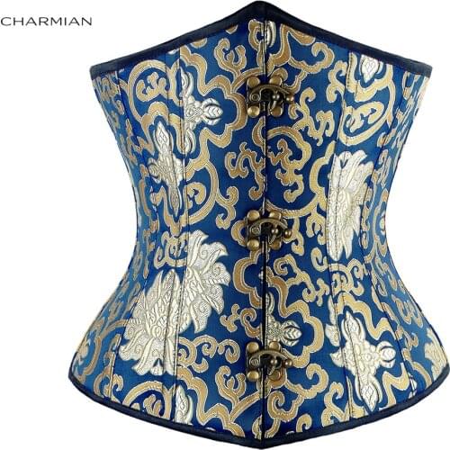 Charmian Womens Retro Steampunk Underbust Corset Renaissance Spiral Steel Boned Corsets and Bustiers Shapewear Waist Trainer