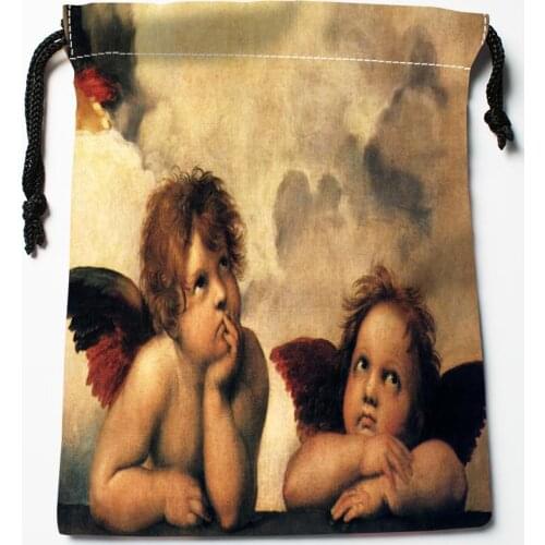 Best Angel Drawstring Bags Custom Storage Printed Receive Bag Compression Type Bags Size 18X22cm Storage Bags