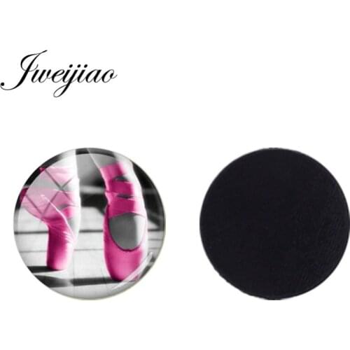 JWEIJIAO 25mm Glass Dome Beads Pink Ballet Shoes Magnetic Sticker Ballet Dancer Fridge Magnet Jewelry Findings Ct139