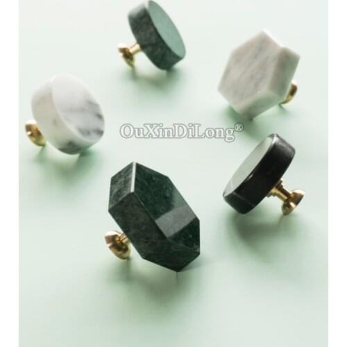 Free Shipping 4PCS Brass+Natural Marble Furniture Handles Drawer Pulls Cupboard Wardrobe Kitchen TV Wine Cabinet Pulls Knobs