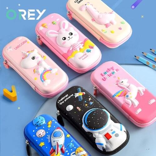 3D Cute Pencil Case EVA Storage Box Lovely Pink Unicorn Cartoon Pen Bag for Girl Pencil Pouch Anime School Supplies Accessories