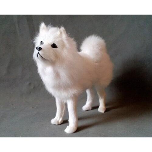 Simulation cute white samoyed 24x20cm model polyethylene&furs dog model home decoration props ,model gift d326