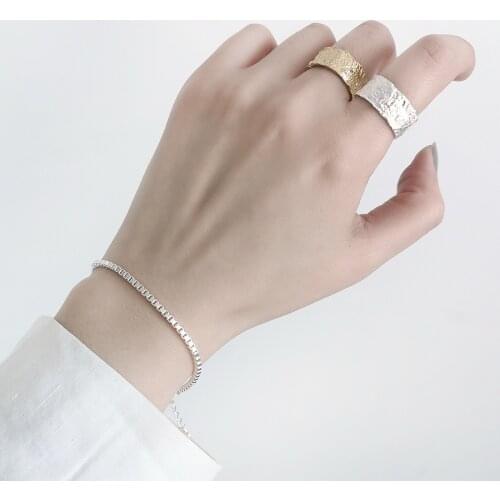 Fashion Irregular Bump Silver Gold Rings 925 Sterling Silver Width Rock Lines Open Figer Ring For Women Men