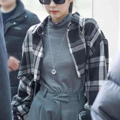 MONMOIRA Autumn Chic Casual Plaid Women Cropped Jackets Jennie Streetwear Shirts Coats Ladies cwj0106-5