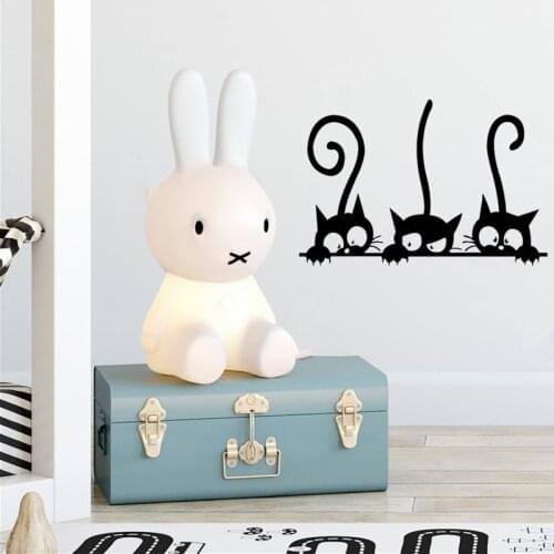 Cartoon Big Eye Black Cats Wall Stickers Cute Kittens Wallpaper For Bedroom Decorative Living Room Wall Decals