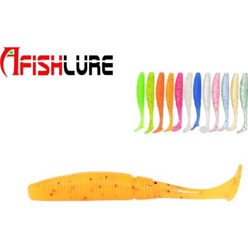 AR10 Luminous T Tail Soft Lure 75mm 3g 6pcs Soft Fishing Lure Soft bait Worm Grubs T Tail Wobblers