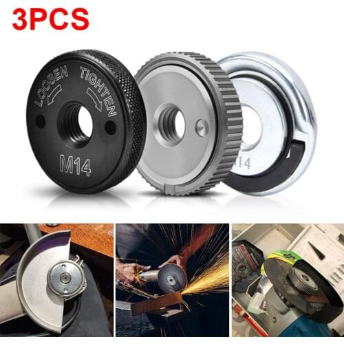 3Pcs Angle Grinder M14 Thread Inner Outer Flange Nut Set Quick Release Nut Power Replacement For Bosch Metabo Milwaukee Makita