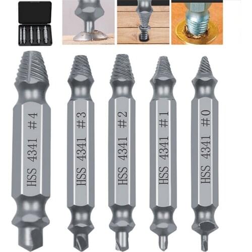 4/5/6pcs Material Damaged Screw Extractor Drill Bits Guide Set Broken Speed Out Easy Out Bolt Stud Stripped Screw Remover Tools