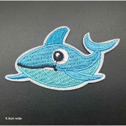 Dolphin Octopus Sea Animal Full Embroidery Iron On Embroidered Clothes Patches For Clothing Stickers Garment Wholesale