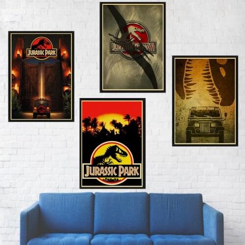 Jurassic Park Dinosaur World Movie Poster Home Decoration Drawing Living Room Bar Wall Decor Retro Poster