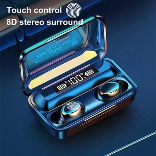 True Wireless Bluetooth Earbuses 5.0 Touch Headset 9D Stereo Sport Music Waterproof LED Display Airbuds Headset With Mic F9-5