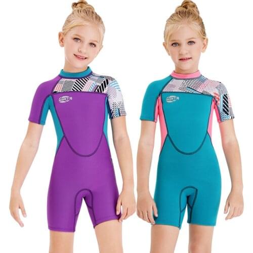 2MM Neoprene Children Wetsuit Swimwear Girls Short Surfing Swimsuit Wet Suit for Girl Bathing Suit Diving Suits