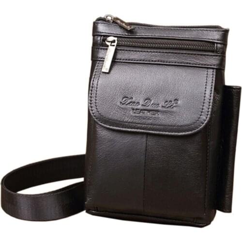 New Mens Vintage Leather Cowhide Hook Belt Buckle Shoulder Messenger Crossbody Fanny Waist Bag Wallet Pouch Packet