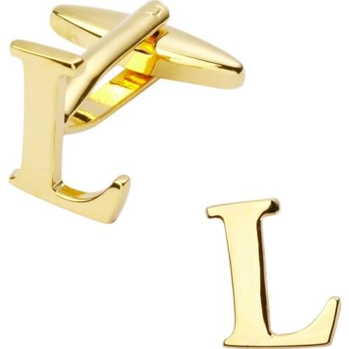 New high quality brass plated letters L Cufflinks Mens Jewelry shirt cuff Cufflinks twins English letters