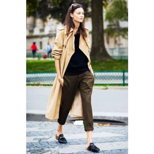 Obrix 2 Version Fashionable Twill Female Trench Cotton Long Spring Autumn Coat For Women